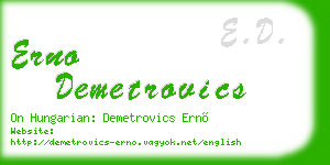 erno demetrovics business card